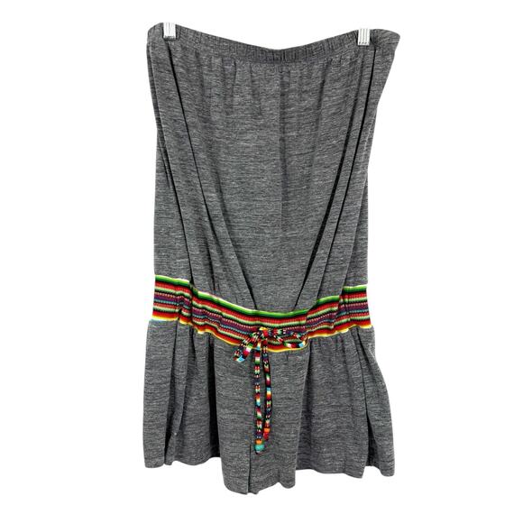 Lucky Brand Sleeveless Romper Cover Up Size Medium Gray Rainbow Trim - Picture 1 of 8
